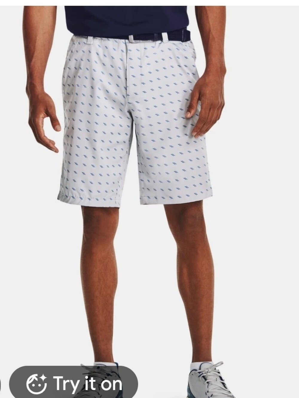 Under Armour White Shorts with Blue Micro-Print